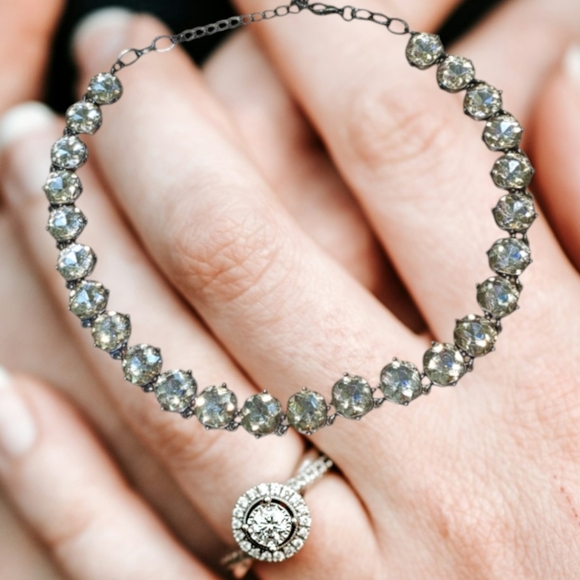 vintage rhinestone choker, necklace - Picture 3 of 11